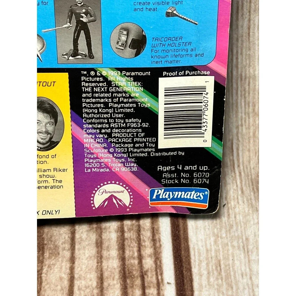 1993 Playmates Star Trek Next Generation Action Figure William T Riker